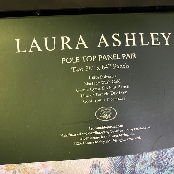 🆕 LAURA ASHLEY 38"x84” Belvedere Aqua Peacock Pole Top Curtain Window Panel - Picture 3 of 9